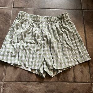 Green Checkered Women's Shorts